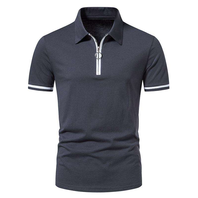 Mens White Stripe Trimmed Zipper Polo Shirt 50515028Z