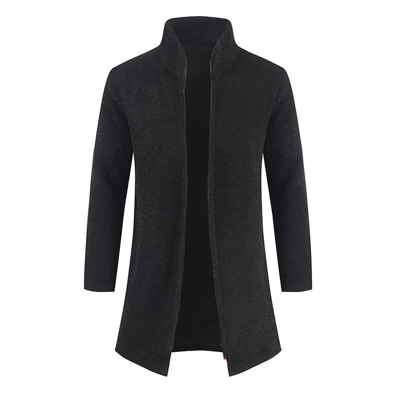 Mens Stand Collar Solid Color Cardigan Sweater Jacket 78804348X