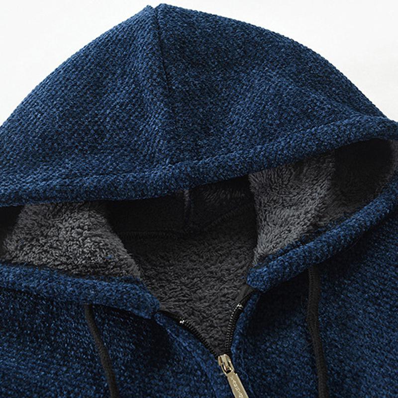 Mens Mid-length Hooded Knitted Cardigan Jacket 91084677X