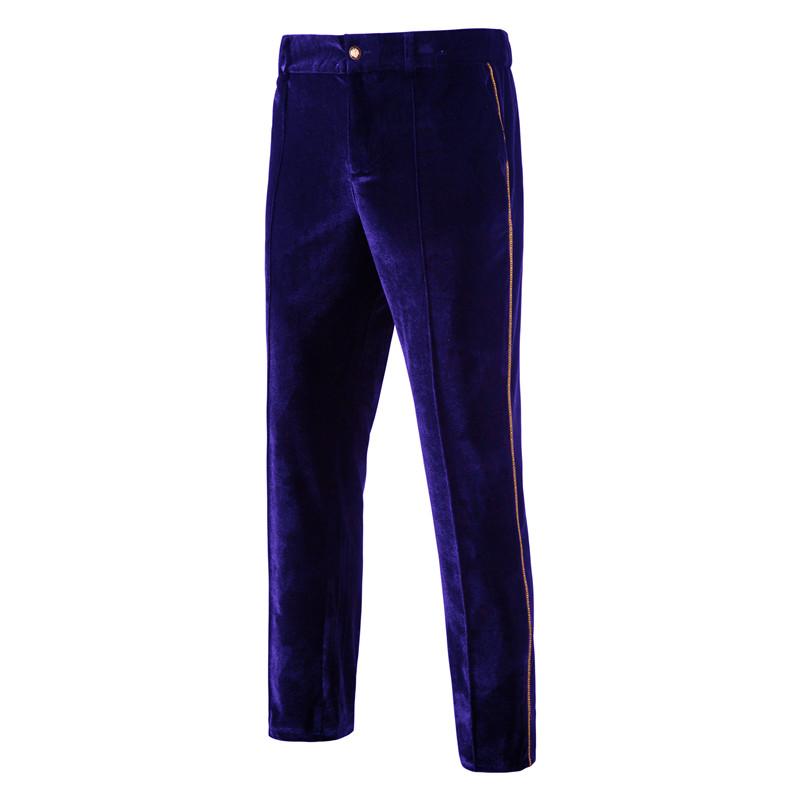 Mens Vintage Contrast Trim Velvet Double Breasted Wedding Blazer Pants Suit 01449780M