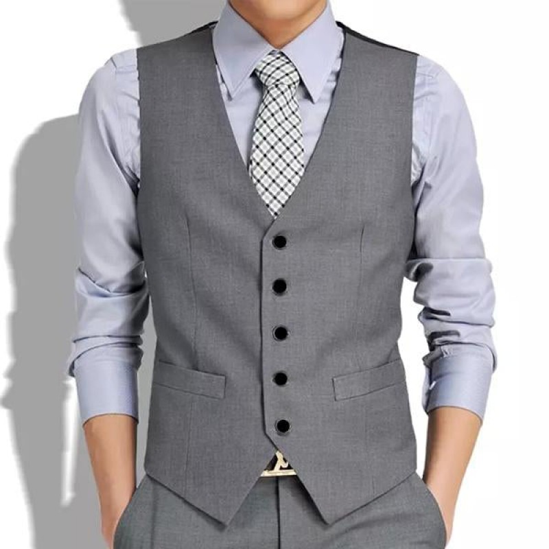 Mens V-Neck Single Breasted Suit Vest 02375865M
