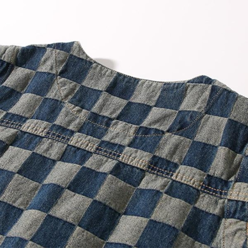 Mens Vintage Washed Distressed Denim Vest 03795520M