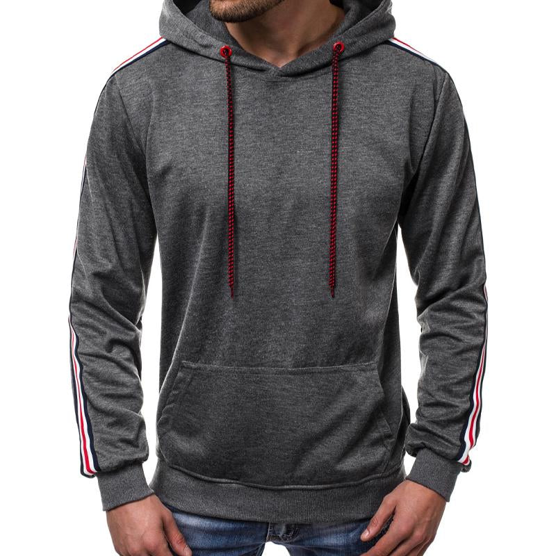 Mens Casual Line Stitching Pullover Hoodie 04924289X