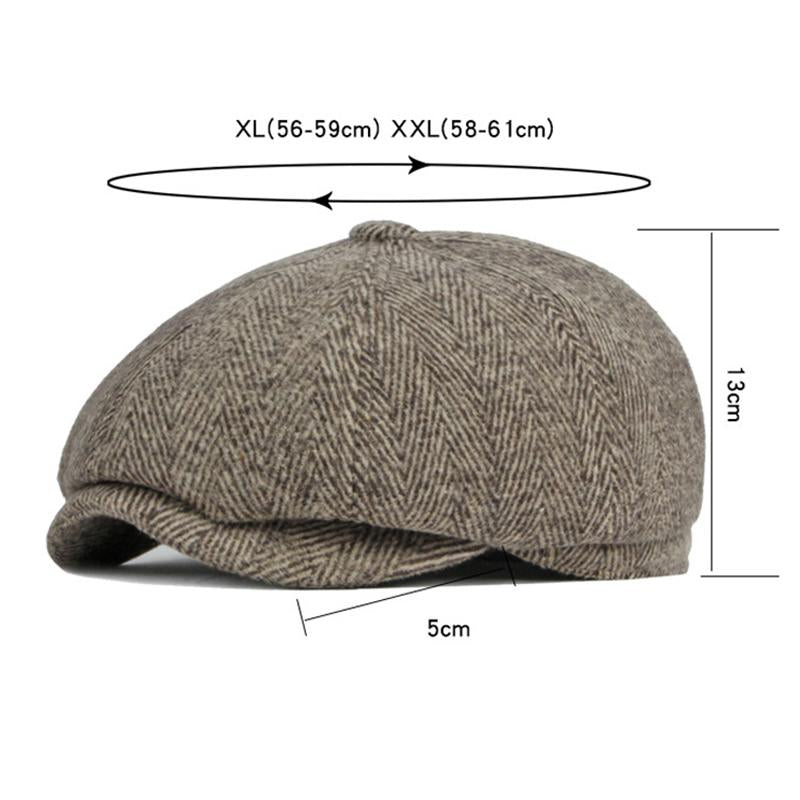 Mens British Vintage Wool Warm Earmuff Beret 36085431M