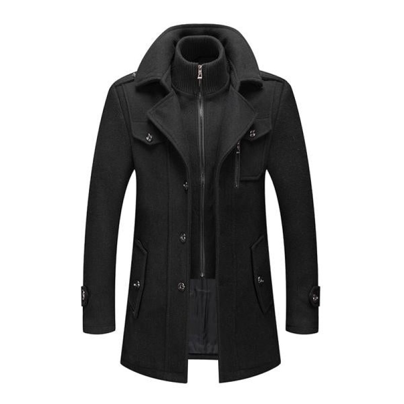 Mens Retro Double Collar Woolen Coat 52685926X
