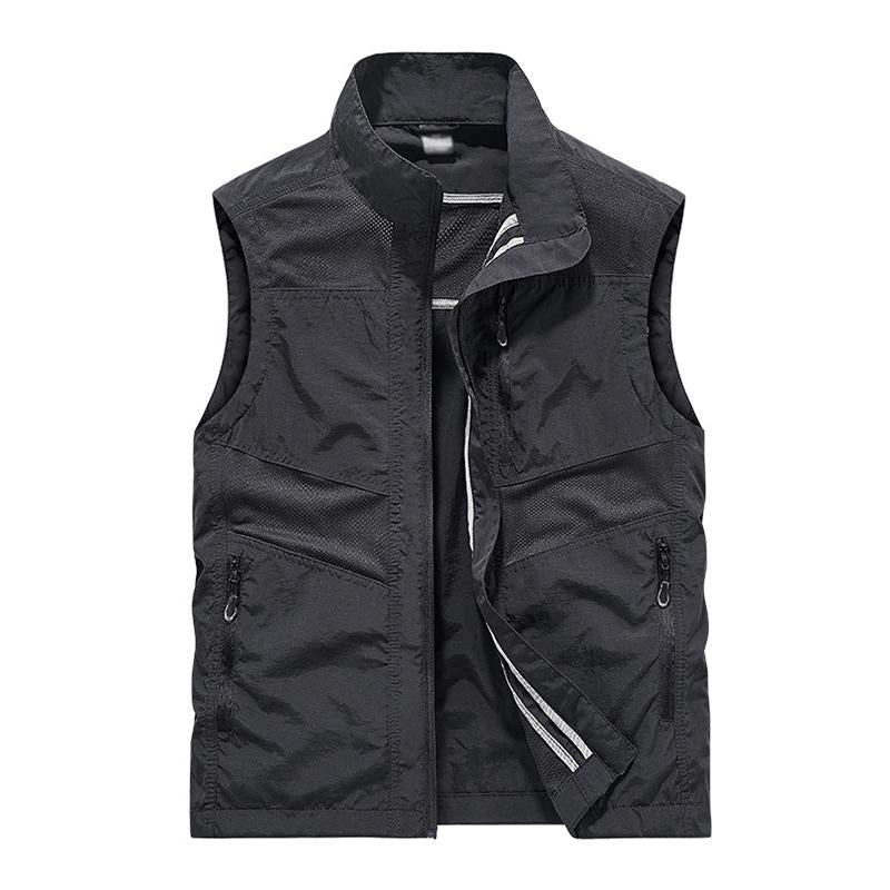 Mens Casual Thin Outdoor Breathable Quick-Drying Stand-Up Collar Vest 30147775M
