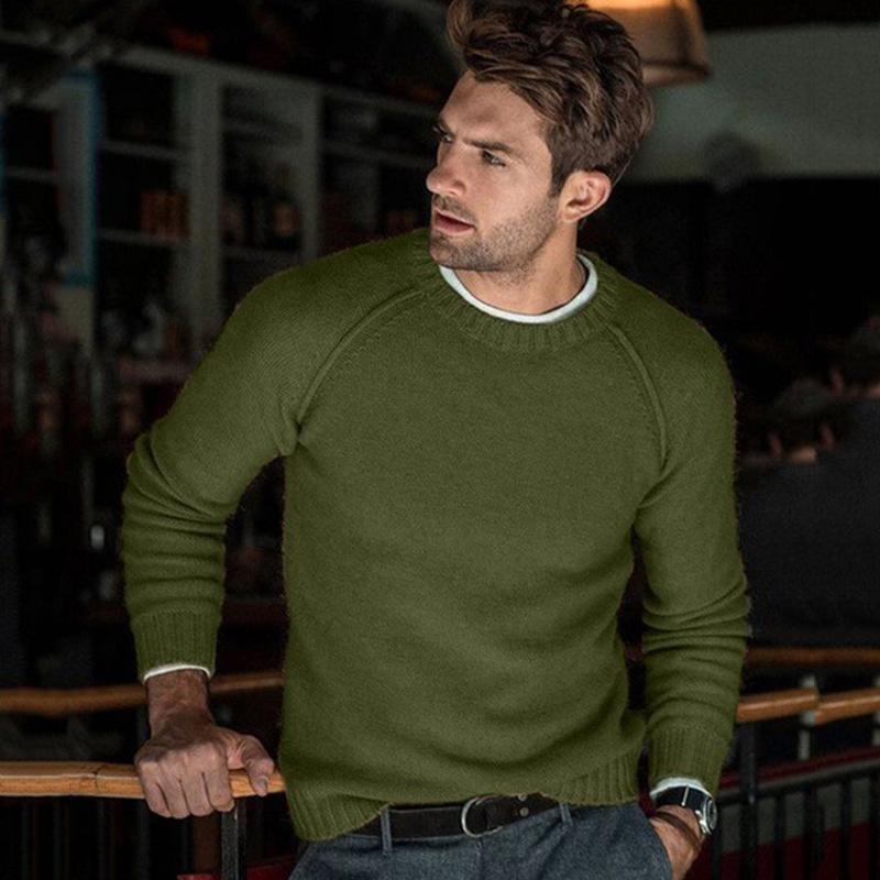Mens Solid Color Crew Neck Knit Pullover Sweater 85798282X