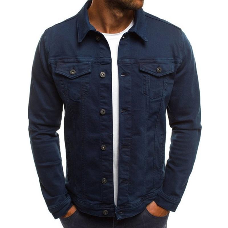 Mens Casual Solid Color Button Lapel Jacket 02134545M