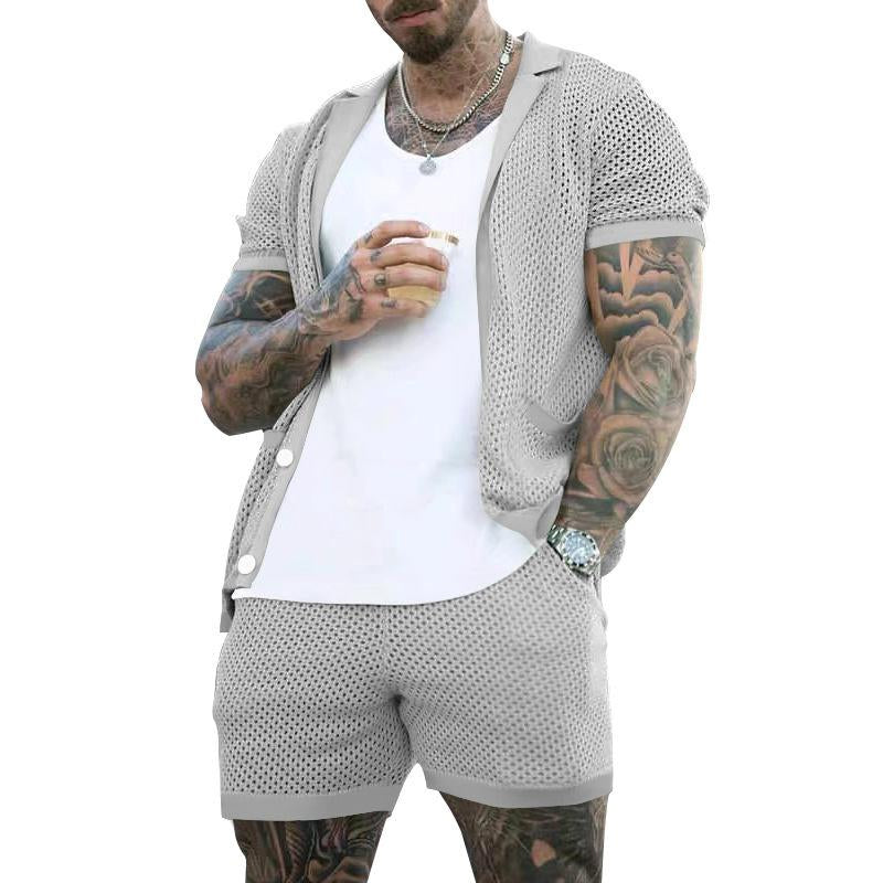 Mens Casual Solid Color Hollow Set 14406825Y