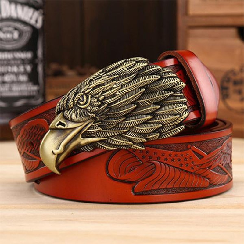 COWHIDE CASUAL EAGLE HEAD BELT 97611482M