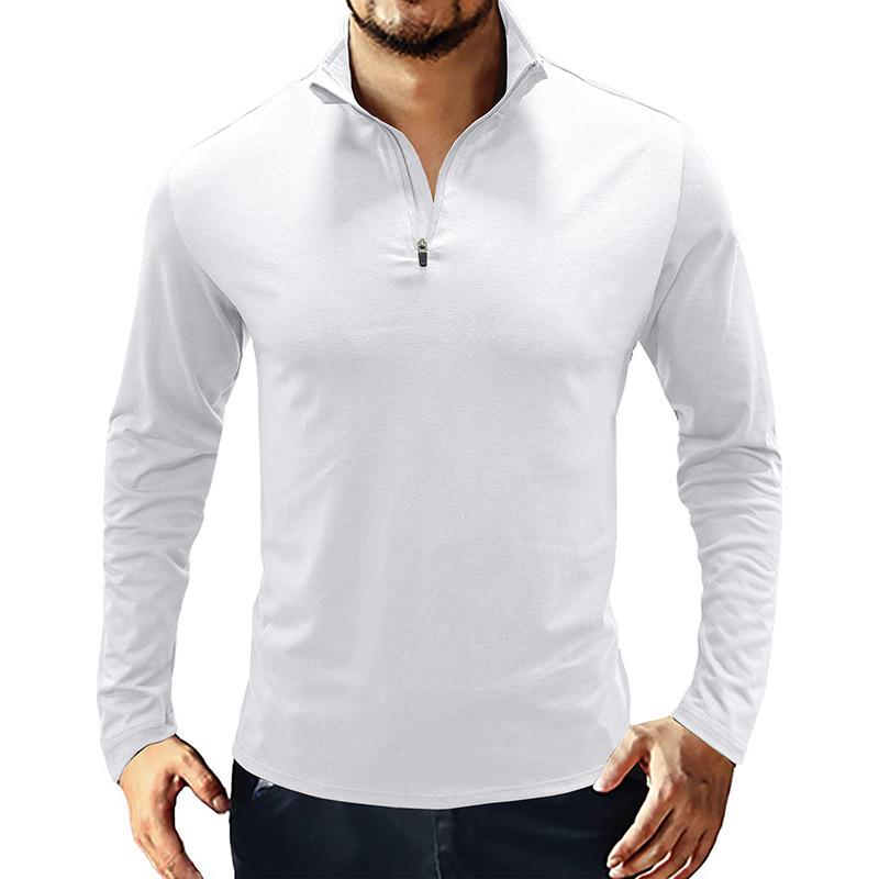Mens Casual Stand Collar Zipper T Shirt 99017892M