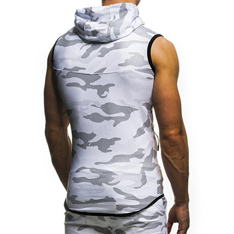 Mens Casual Camouflage Slim Hooded Tank Top 45288828M