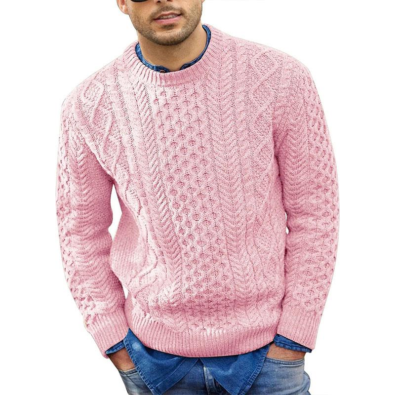 Mens Casual Round Neck Pullover Cable Knit Sweater 46216161M