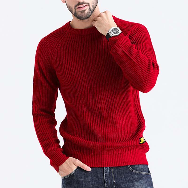Mens Casual Round Neck Long Sleeve Knitted Pullover Sweater 32927096M