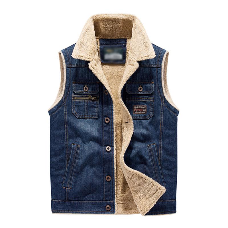 Mens Casual Multi-pocket Sherlock Denim Vest 99337972M