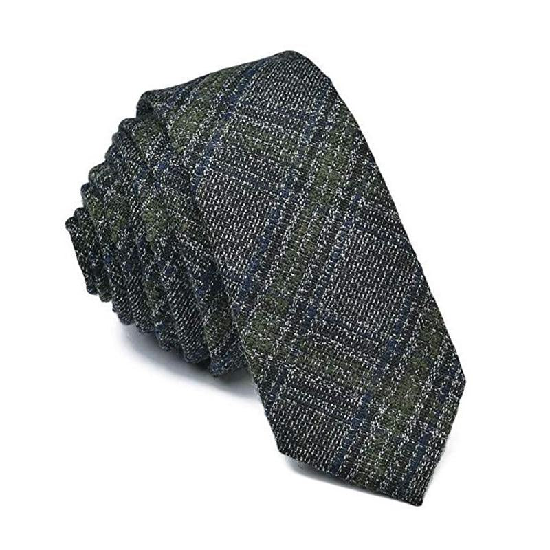 Mens Vintage Wool Blend Narrow Plaid Print Tie 65565127M
