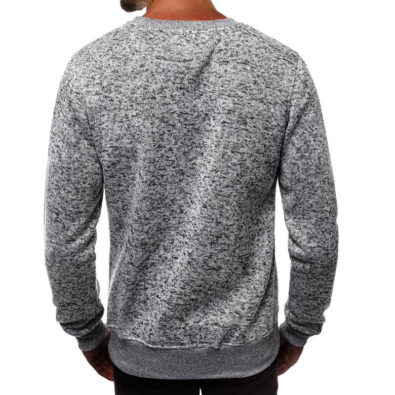 Mens Round Neck Pure Color Slim Fit Pullover Sports Sweatshirt 88534752X