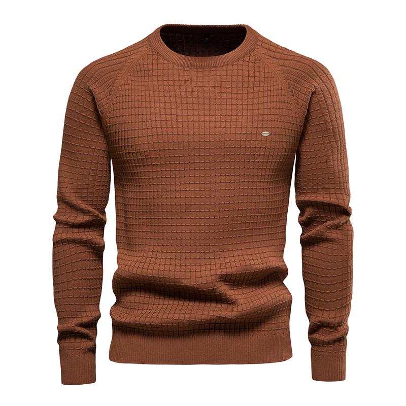 Mens Casual Crew Neck Cotton Knit Sweater 87872325M