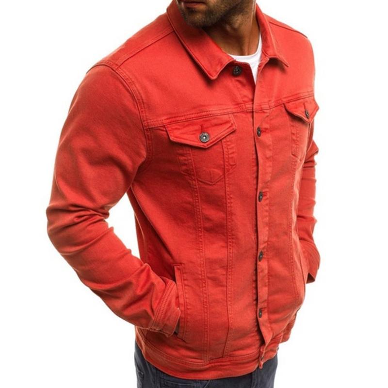 Mens Casual Solid Color Button Lapel Jacket 02134545M