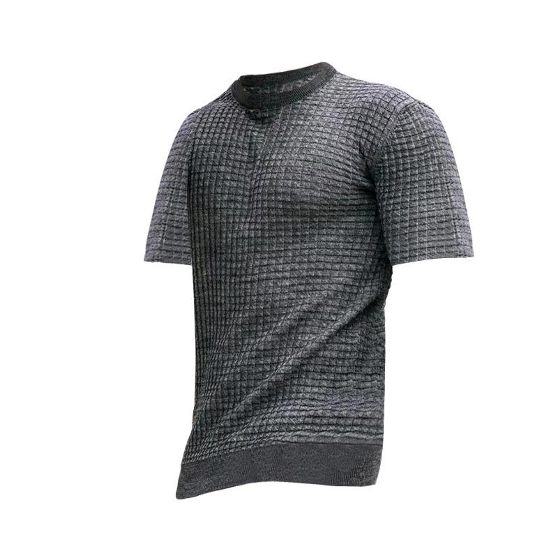 Mens Casual Round Neck Waffle T-Shirt 29739560M