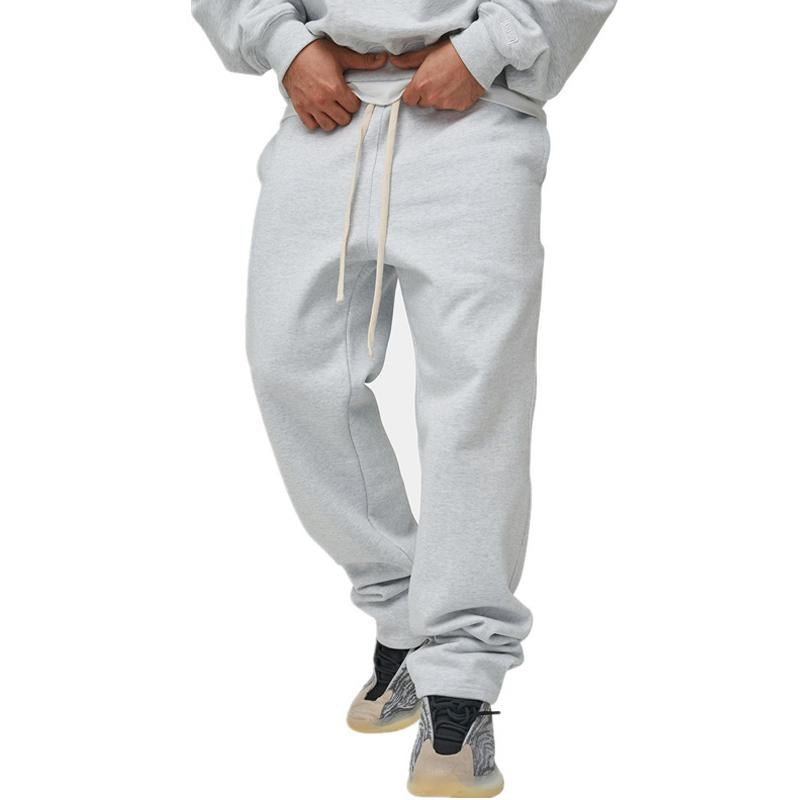 Mens Casual Solid Color Loose Drawstring Sweatpants 77682554Y