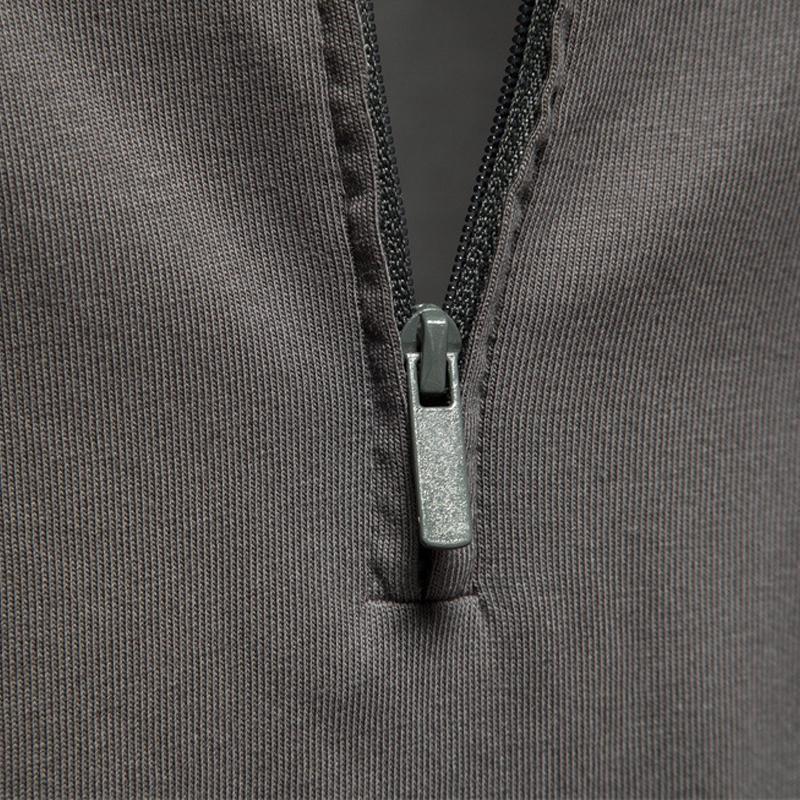 Mens Embroidered Zipper Lapel Cotton Polo 97763221X