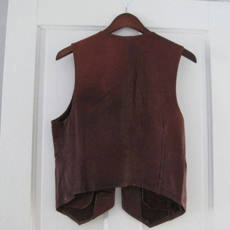 VINTAGE 1960S-70S HAND-CRAFTED LEATHERING HEIGHTS PROVINCETOWN MENS BROWN VEST