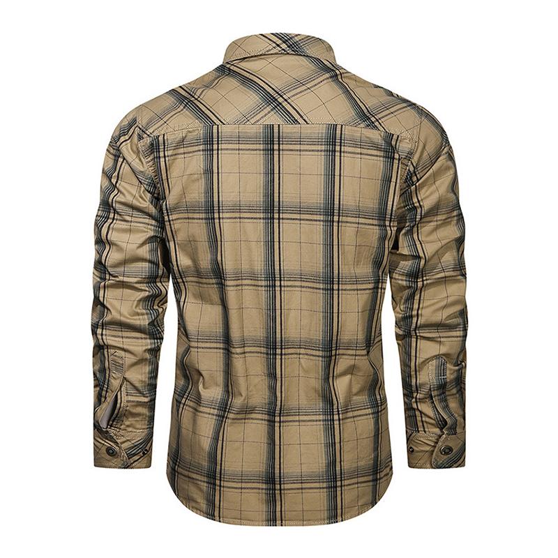 Mens Casual Cotton Plaid Long Sleeve Shirt 89270182M