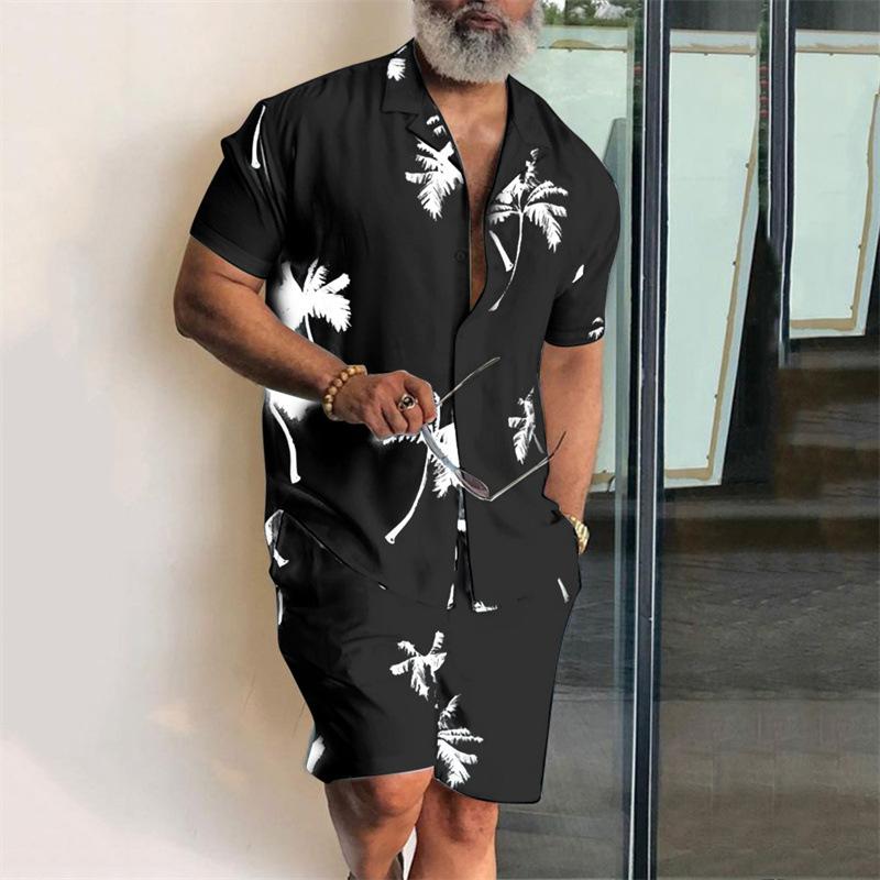 Mens Beach Loose Printed Two-Piece Set 80039685X