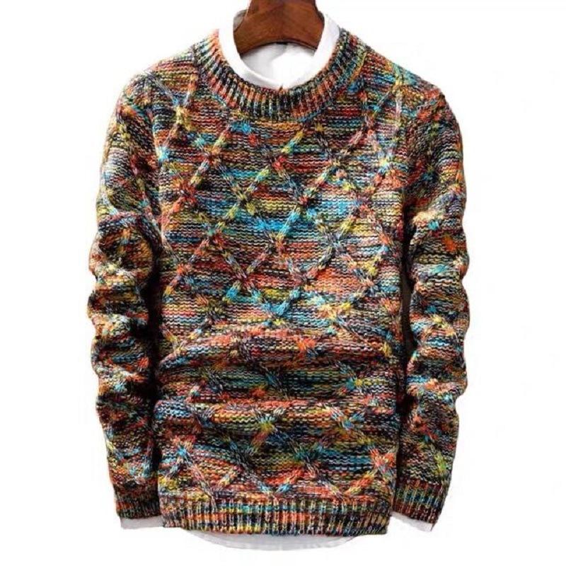 Mens Round Neck Coloring Knit Sweater 97661397Z