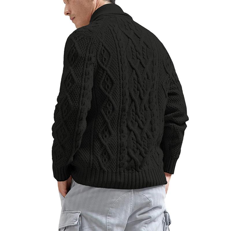 Mens Casual Lapel Slim Fit Long Sleeve Knit Cardigan 79209846M