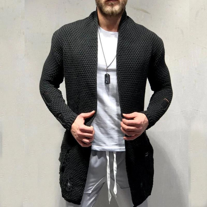 Mens Casual Ripped Long Knit Cardigan 68275311M