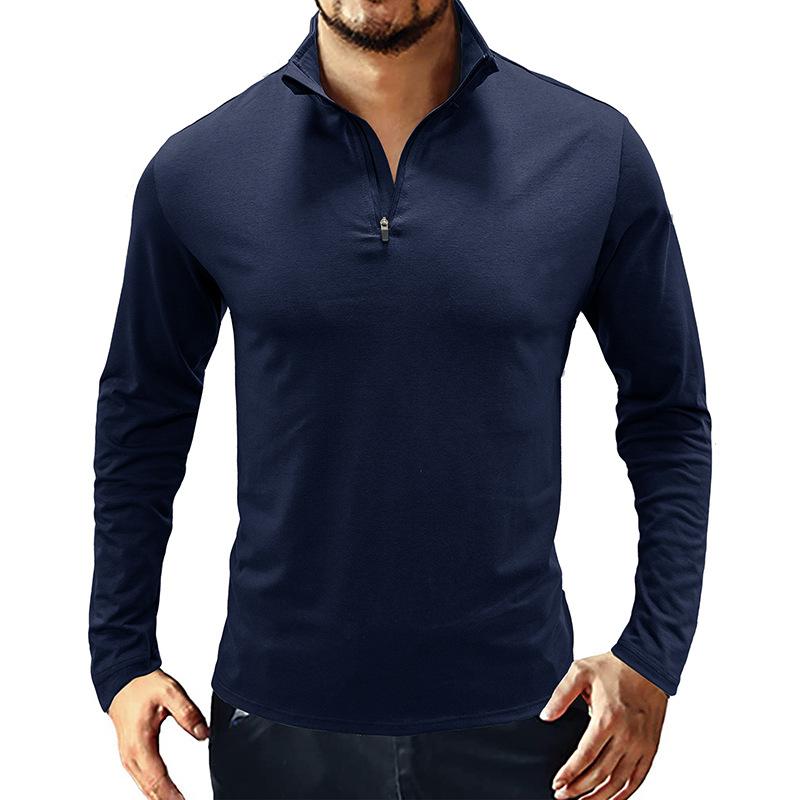 Mens Casual Stand Collar Zipper T Shirt 99017892M
