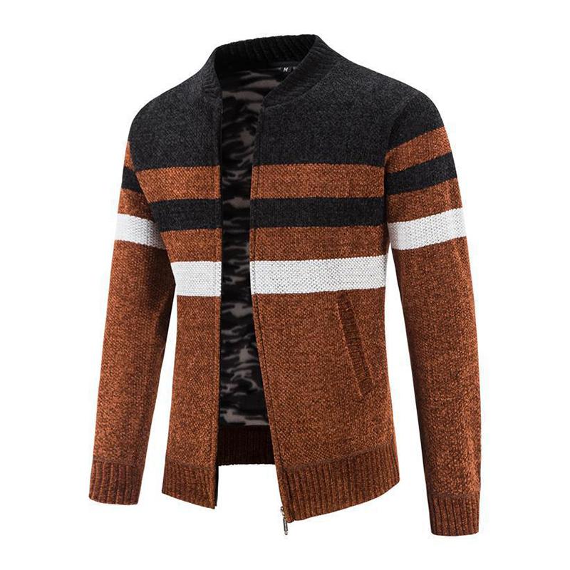 Mens Casual Contrast Stripe Knit Cardigan 29415659M