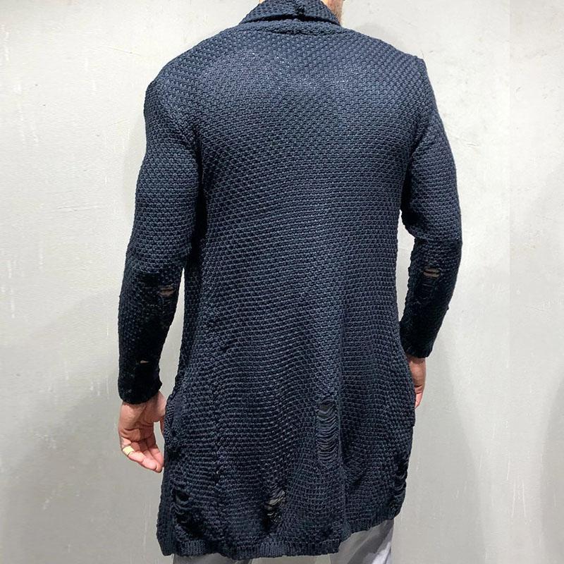 Mens Casual Ripped Long Knit Cardigan 68275311M