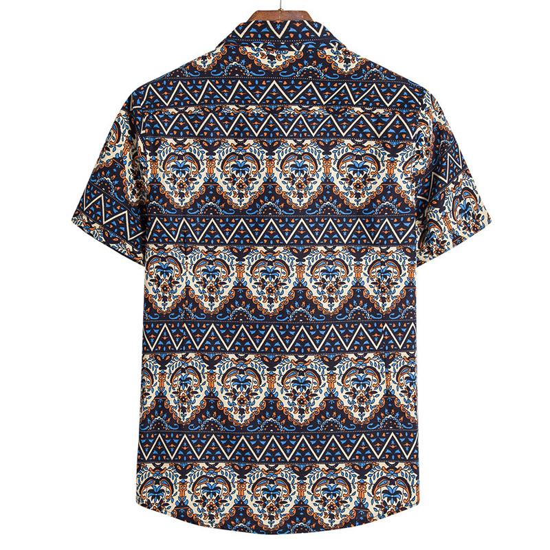 Mens Casual National Print Short -Sleeved Shirt 49020621Y