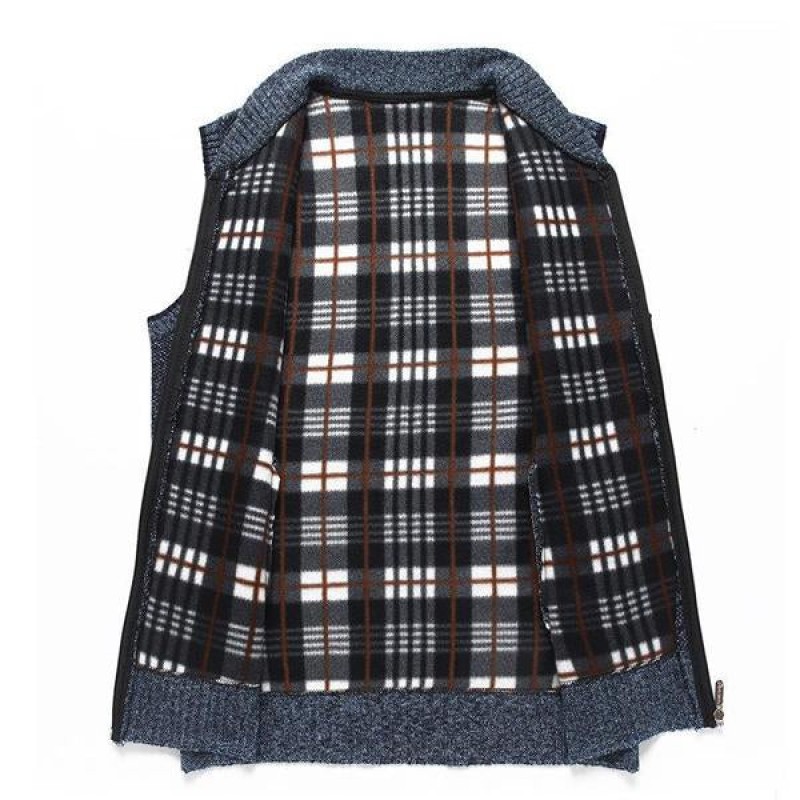 Mens Fleece Thick Sweater Stand Collar Vest 40742234X