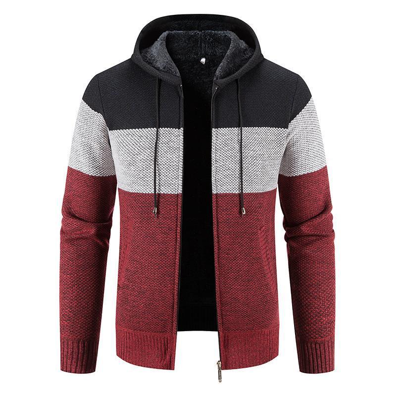 Mens Gradient Fleece Thickened Sweater Coat 95723891X