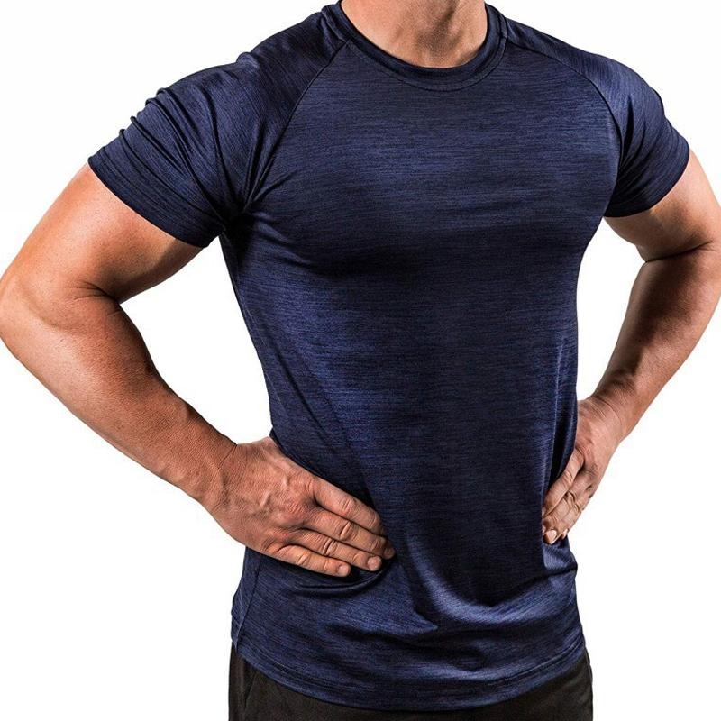 Mens Solid Color Quick-drying Breathable Training High-elasticity T-shirt 52586914X
