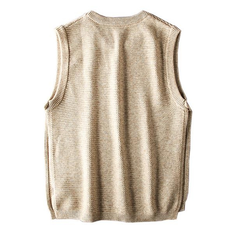 Mens Vintage Crew Neck Knit Vest 62627081M