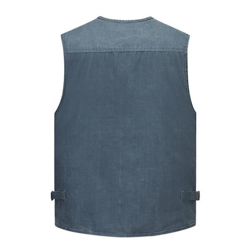 Mens Multi-pocket Fishing Washed Cotton Vest 53345762X