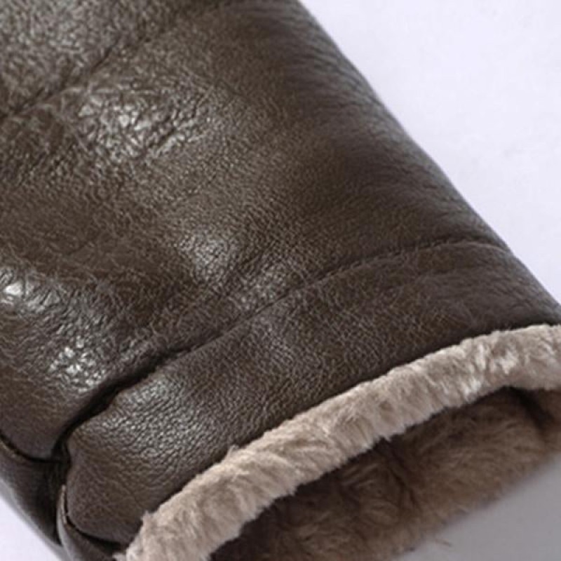Mens Casual Lapel Fleece Thick Fur All-in-one Trench Coat 43802502M