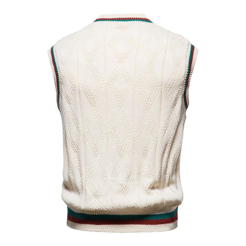 Mens Casual V-Neck Contrast Knit Vest 05194262M