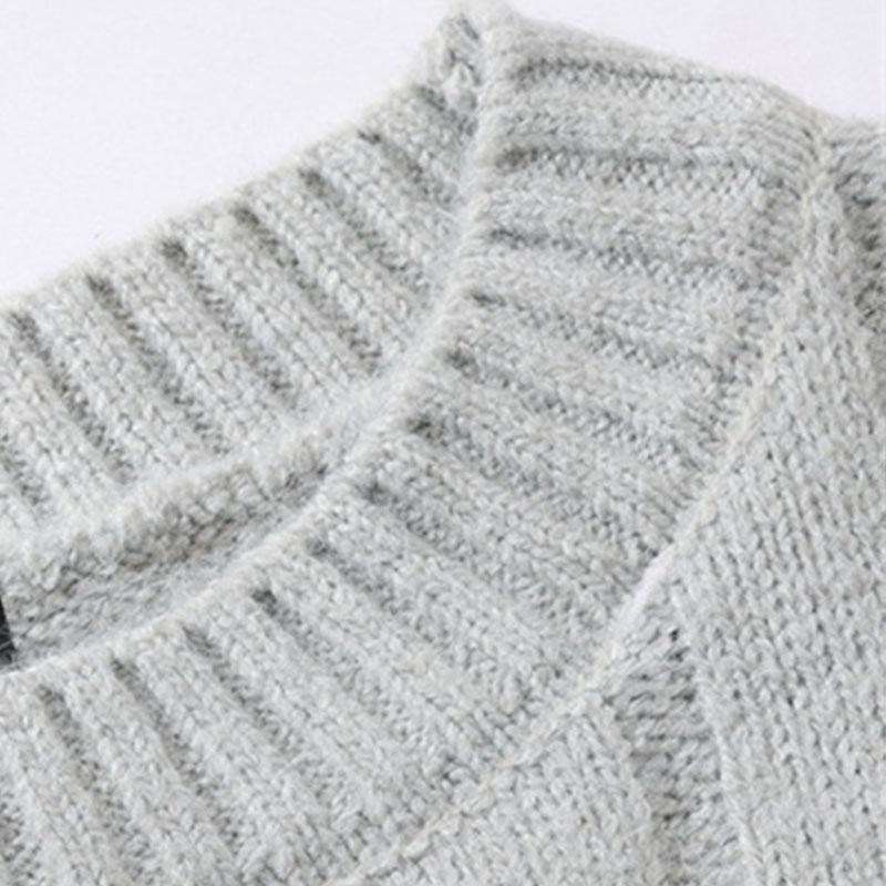 Mens Casual Round Neck Cable Contrast Color Knit Sweater 46300263M