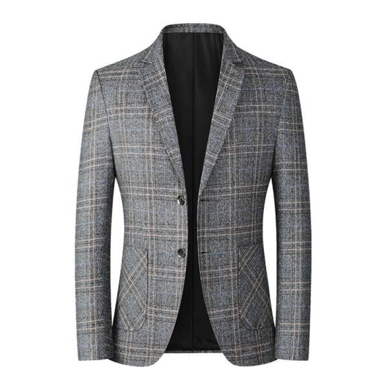 Mens Vintage Plaid Print Blazer 74950119X