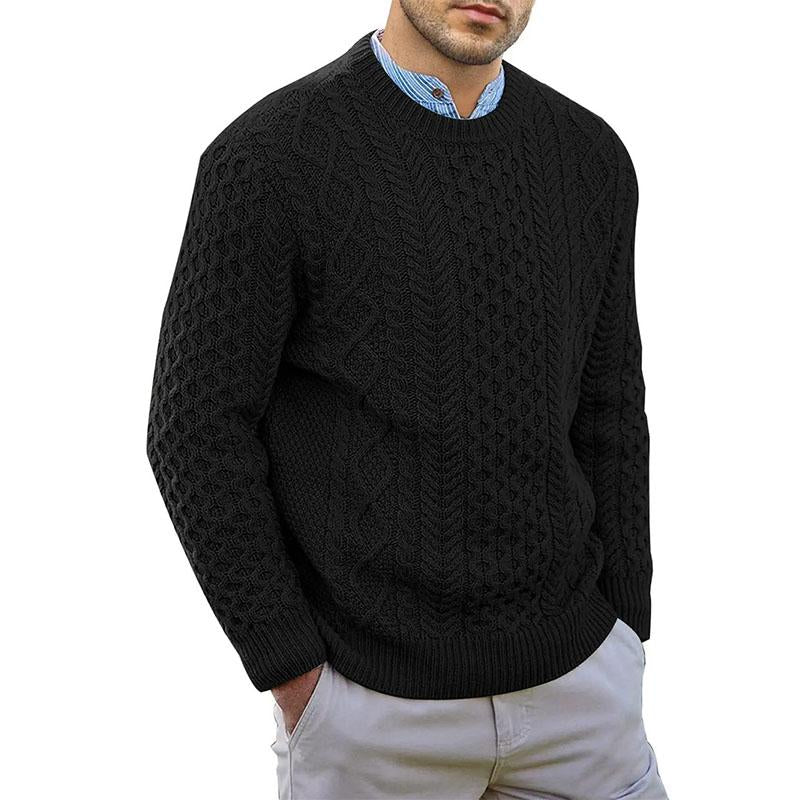 Mens Casual Round Neck Pullover Cable Knit Sweater 46216161M