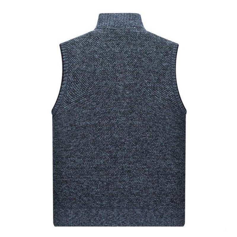 Mens Fleece Thick Sweater Stand Collar Vest 40742234X
