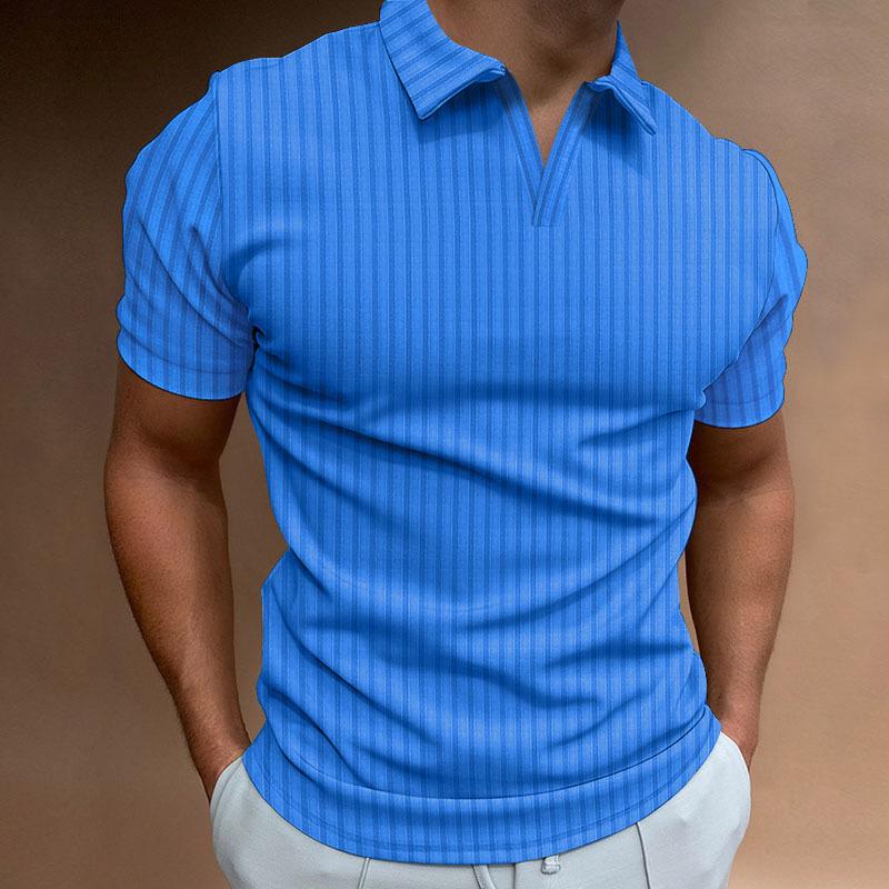 Mens Casual Striped Polo Collar Short-Sleeved T-Shirt 20612806Y