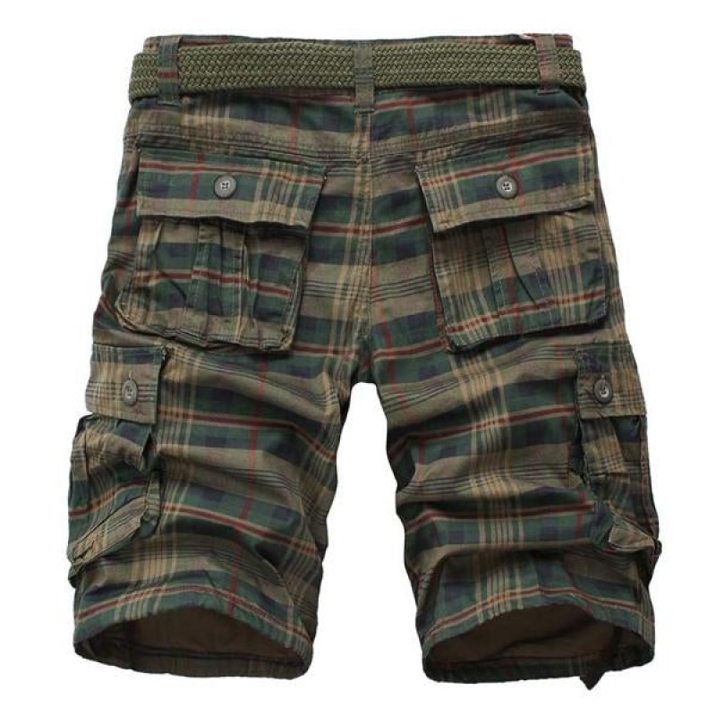 MENS VINTAGE POCKET PLAID SHORTS （WITHOUT BELT）  98497428X