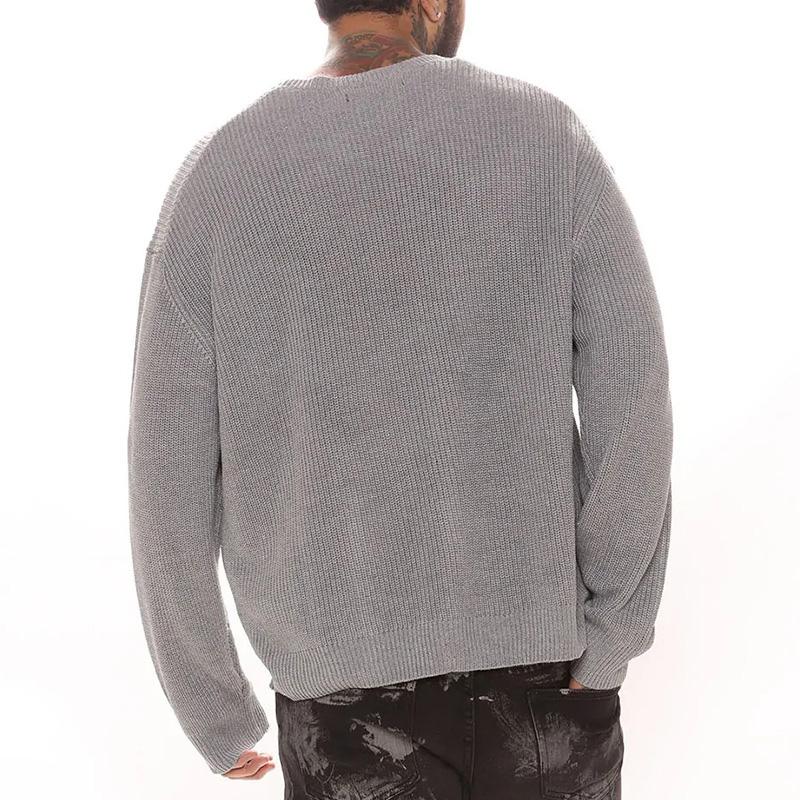 Mens Solid Color Round Neck Pullover Sweater 53935106X